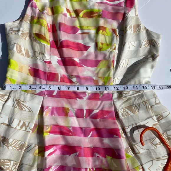 Floral Pink and Green Sleeveless Dress - Picture 10 of 14